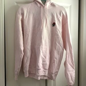 Pink hoodie with embroidered rose